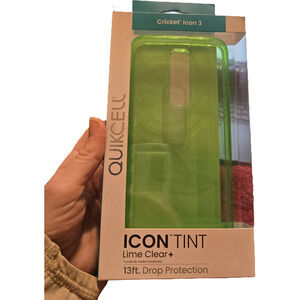 Quikcell cricket icon 3 icon tint lime clear phone case